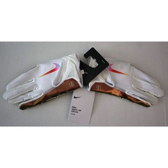 Nike Men' Sz M White/Iridescent Vapor Jet 7.0 Wide-Receiver Football Gloves - Picture 3 of 7